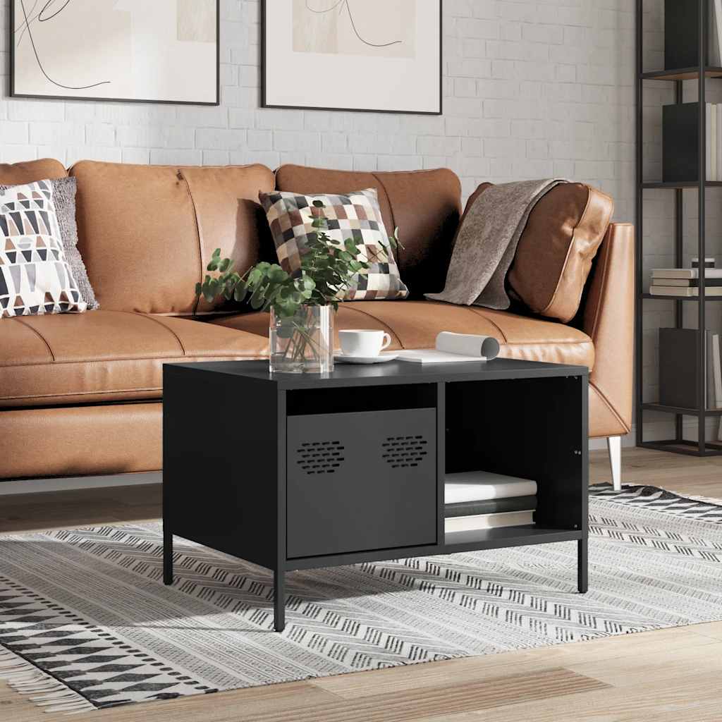 vidaXL Coffee Table Black 68.5x50x43.5 cm Cold-rolled Steel 3