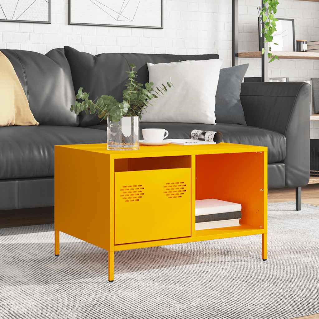 vidaXL Coffee Table Mustard Yellow 68.5x50x43.5 cm Cold-rolled Steel 3