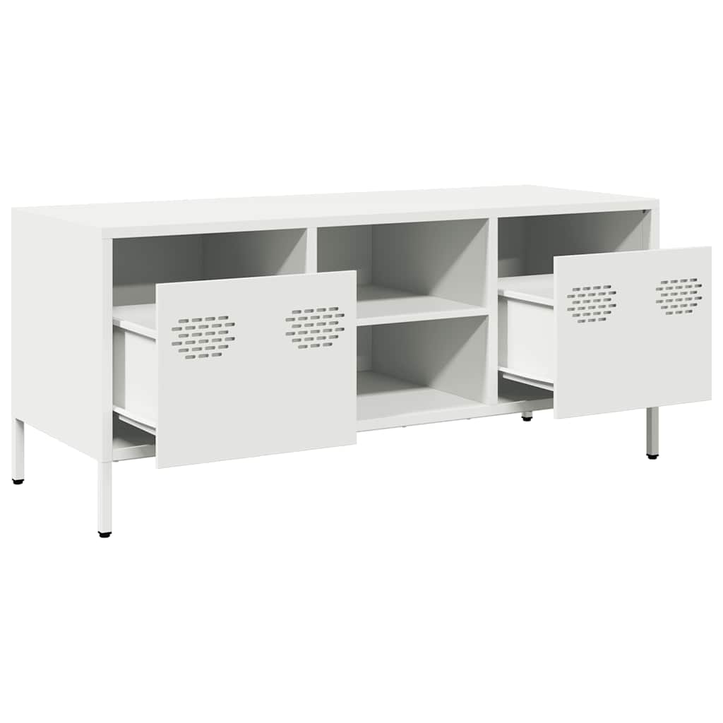 vidaXL TV Cabinet White 101.5x39x43.5 cm Cold-rolled Steel 5