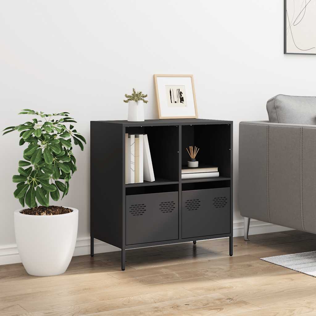 vidaXL Sideboard Black 68x39x73.5 cm Cold-rolled Steel 3