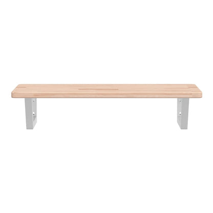 Basin Shelf Wall Mounted Steel and Solid Wood Oak Trapezium Height 2.5 cm Width 80 cm Brown and white