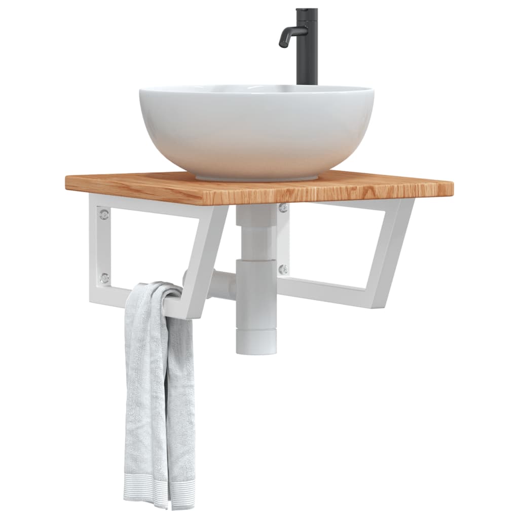 vidaXL Basin Shelf Wall Mounted Steel and Solid Wood Oak 1