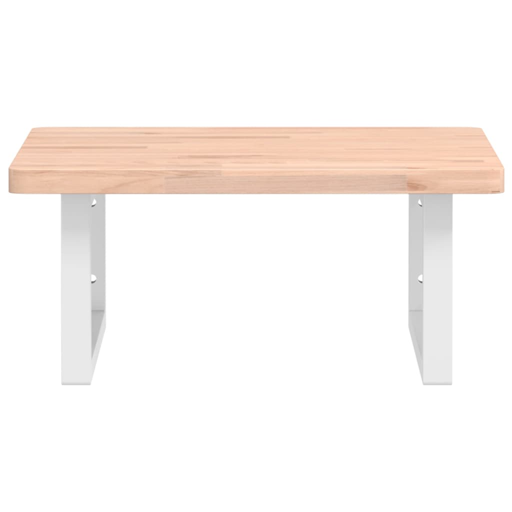 vidaXL Basin Shelf Wall Mounted Steel and Solid Wood Beech 4