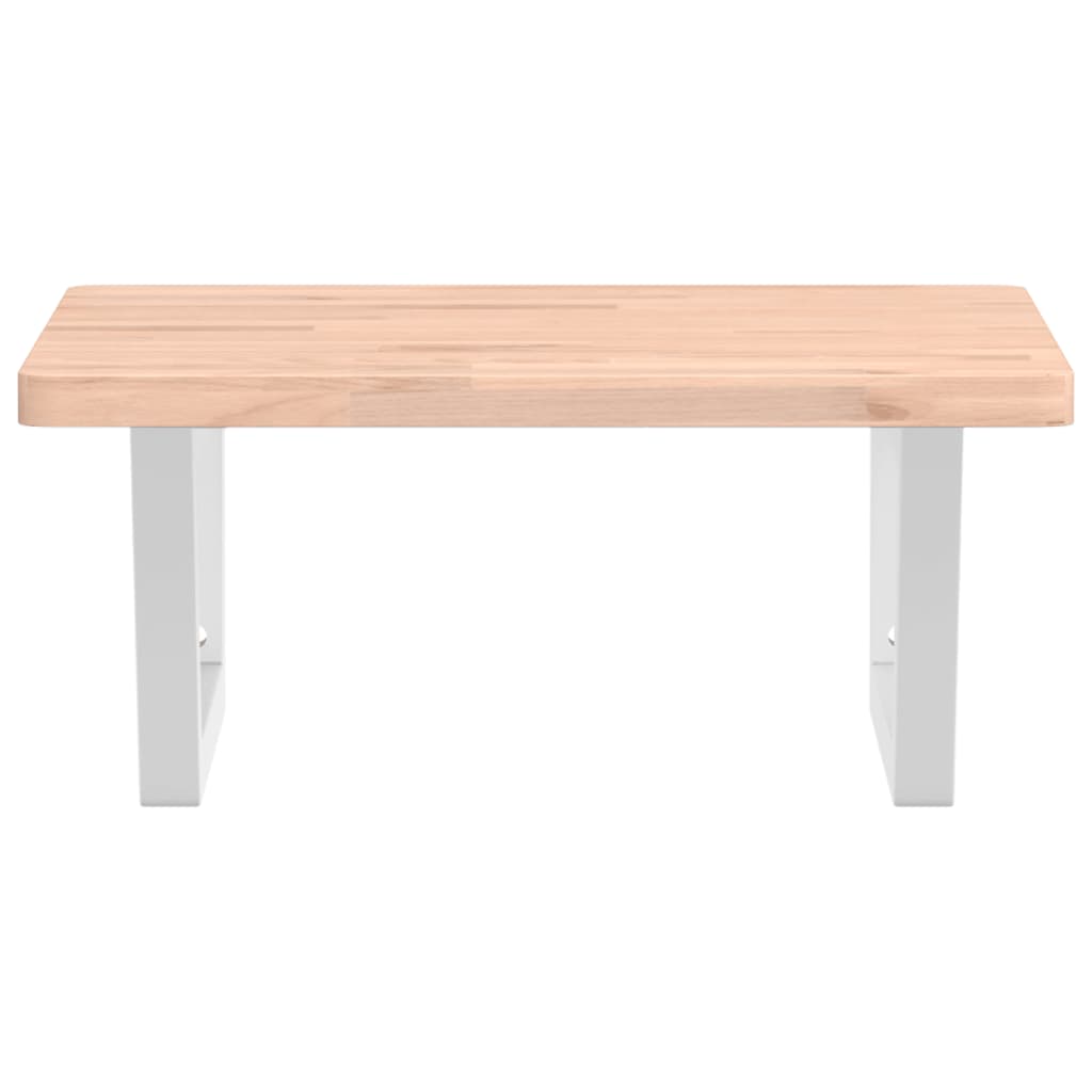 vidaXL Basin Shelf Wall Mounted Steel and Solid Wood Beech 4