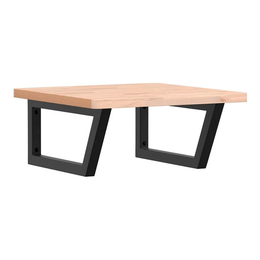 Basin Shelf Wall Mounted Steel and Solid Wood Beech Trapezium Width 50 cm Brown and black