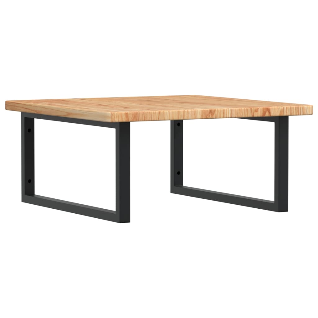 Basin Shelf Wall Mounted Steel and Solid Wood Oak Rectangular Width 60 cm Light brown and black
