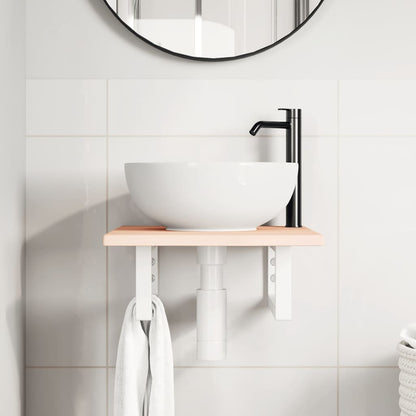 vidaXL Basin Shelf Wall Mounted Steel and Solid Wood Oak 3