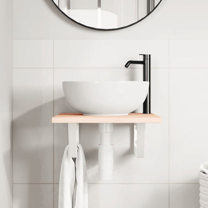 vidaXL Basin Shelf Wall Mounted Steel and Solid Wood Oak 3