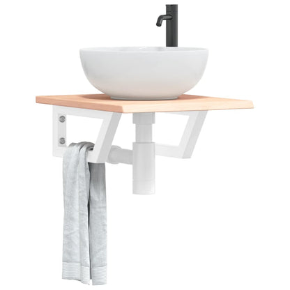 vidaXL Basin Shelf Wall Mounted Steel and Solid Wood Oak 1