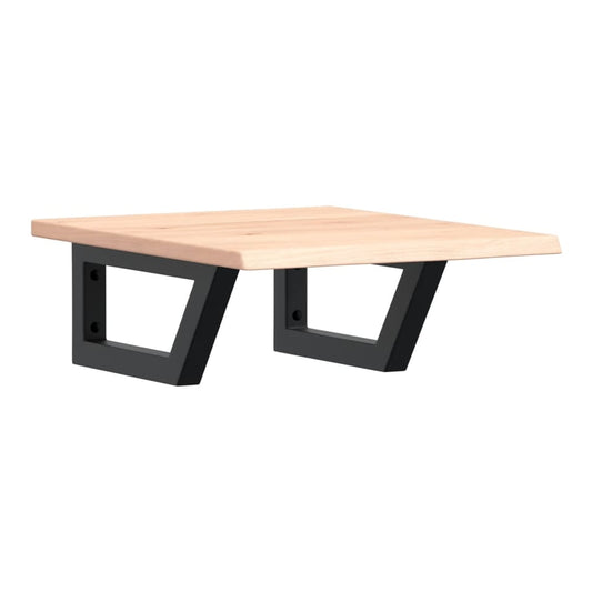 Basin Shelf Wall Mounted Steel and Solid Wood Oak Trapezium Depth 50 cm Width 40 cm Brown and black
