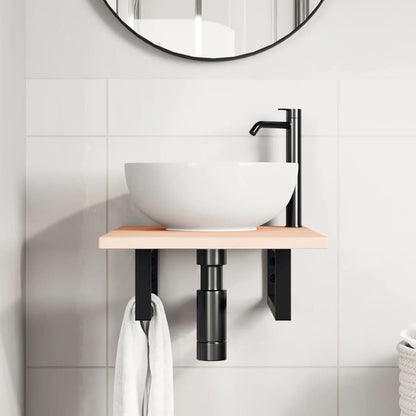 vidaXL Basin Shelf Wall Mounted Steel and Solid Wood Oak 3