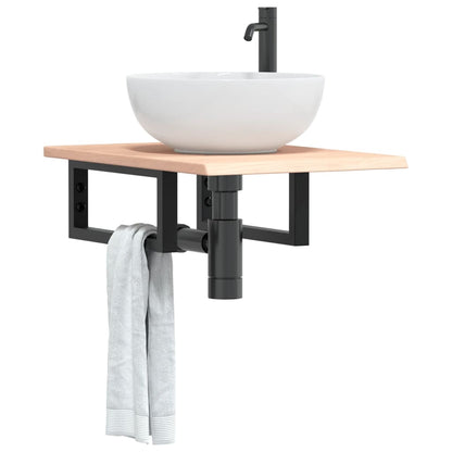 vidaXL Basin Shelf Wall Mounted Steel and Solid Wood Oak 1