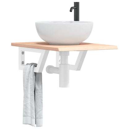 vidaXL Basin Shelf Wall Mounted Steel and Solid Wood Oak 1