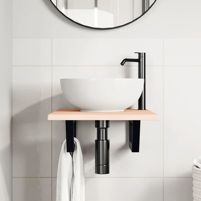 vidaXL Basin Shelf Wall Mounted Steel and Solid Wood Oak 3