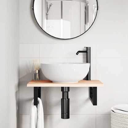 vidaXL Basin Shelf Wall Mounted Steel and Solid Wood Oak 3
