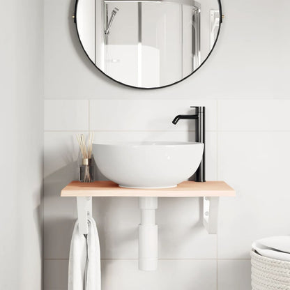 vidaXL Basin Shelf Wall Mounted Steel and Solid Wood Oak 3