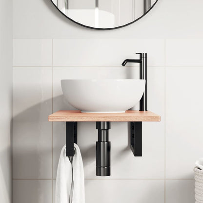 vidaXL Basin Shelf Wall Mounted Steel and Solid Wood Oak 3