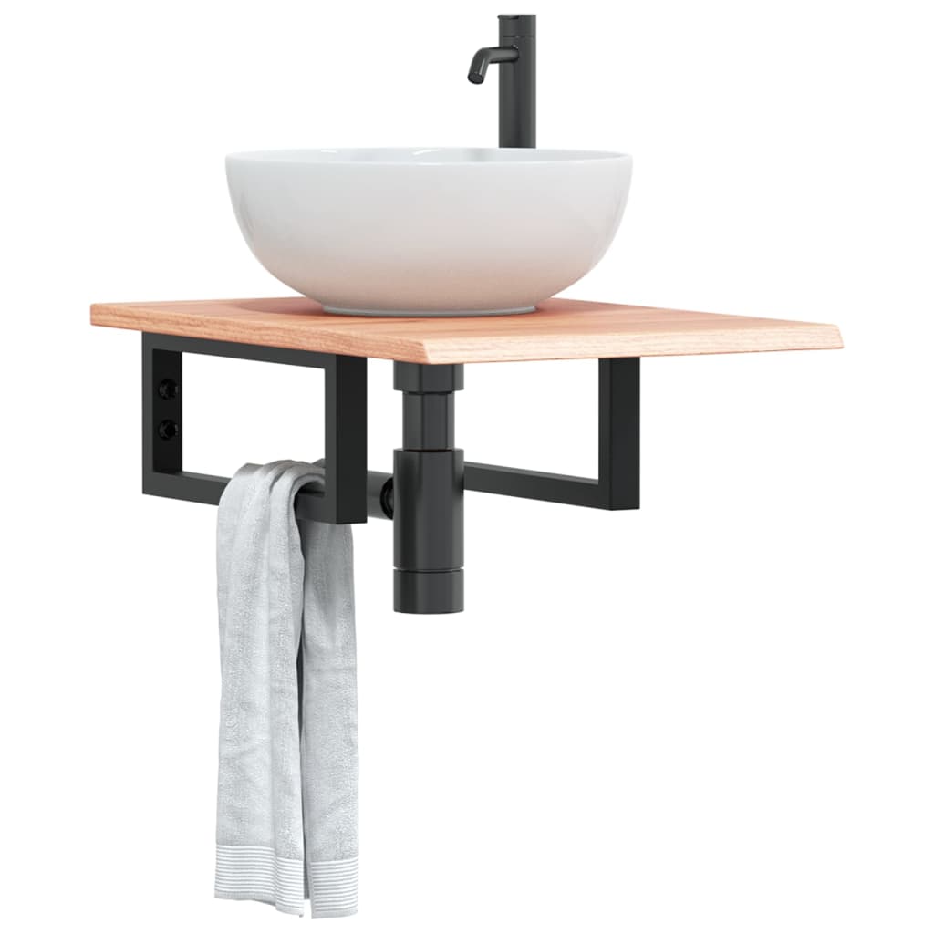 vidaXL Basin Shelf Wall Mounted Steel and Solid Wood Oak 1