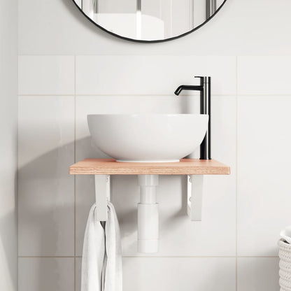 vidaXL Basin Shelf Wall Mounted Steel and Solid Wood Oak 3