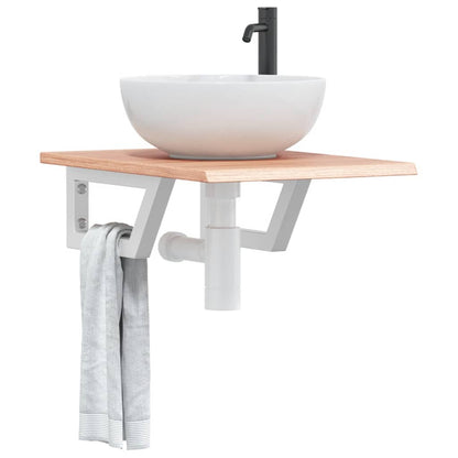 vidaXL Basin Shelf Wall Mounted Steel and Solid Wood Oak 1