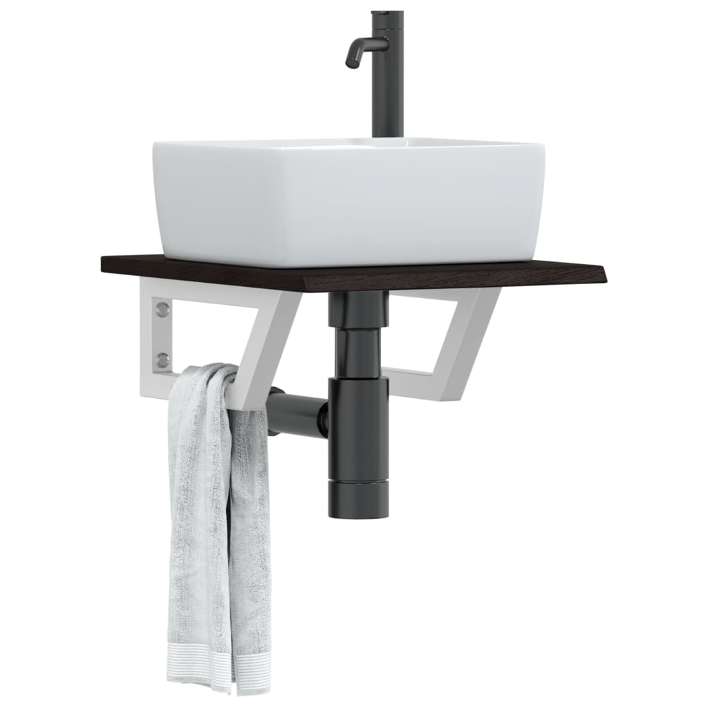 vidaXL Basin Shelf Wall Mounted Steel and Solid Wood Oak 1