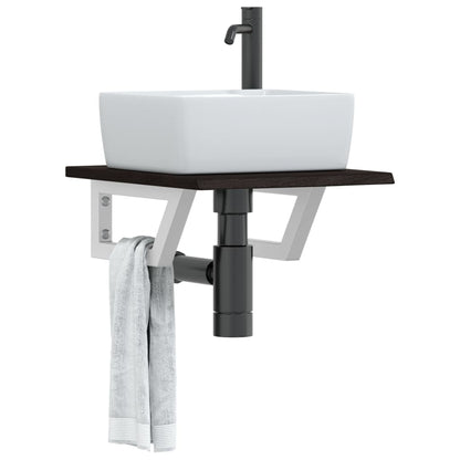 vidaXL Basin Shelf Wall Mounted Steel and Solid Wood Oak 1