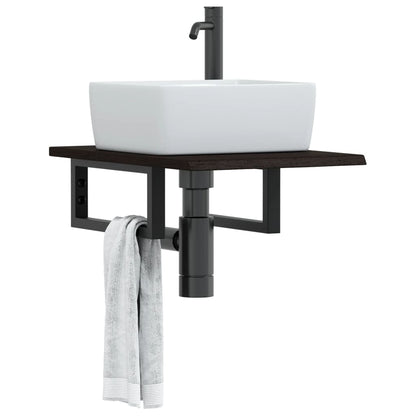 vidaXL Basin Shelf Wall Mounted Steel and Solid Wood Oak 1