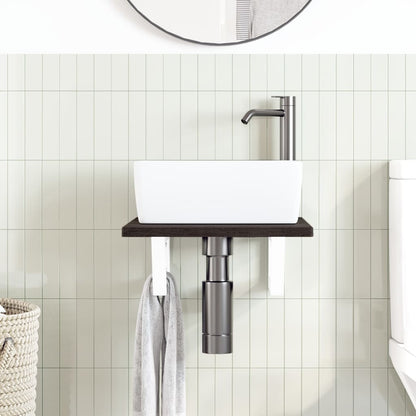 vidaXL Basin Shelf Wall Mounted Steel and Solid Wood Oak 3