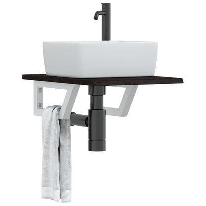 vidaXL Basin Shelf Wall Mounted Steel and Solid Wood Oak 1