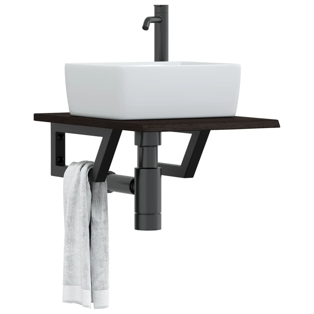 vidaXL Basin Shelf Wall Mounted Steel and Solid Wood Oak 1