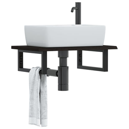 vidaXL Basin Shelf Wall Mounted Steel and Solid Wood Oak 1