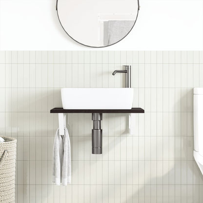 vidaXL Basin Shelf Wall Mounted Steel and Solid Wood Oak 3