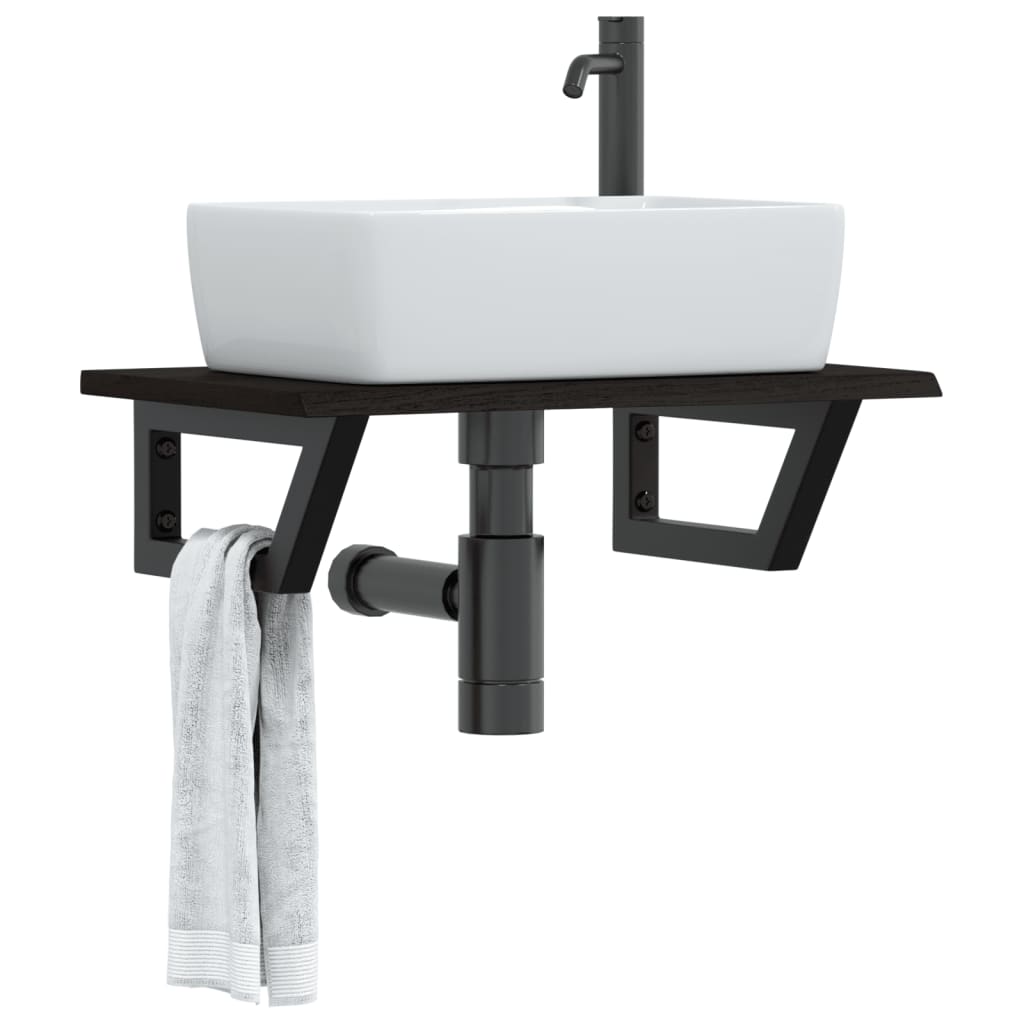 vidaXL Basin Shelf Wall Mounted Steel and Solid Wood Oak 1