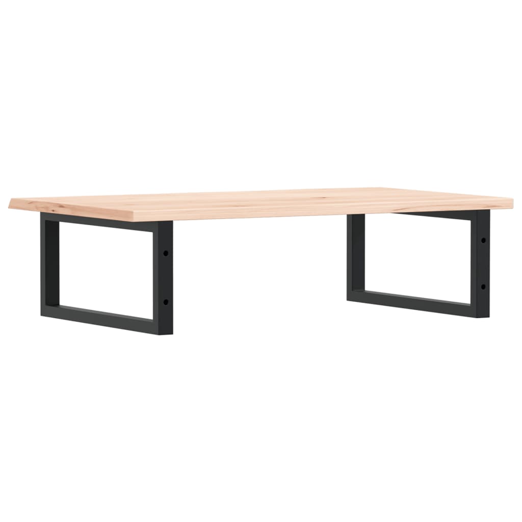 Basin Shelf Wall Mounted Steel and Solid Wood Oak Rectangular Depth 50 cm Width 80 cm Brown and black