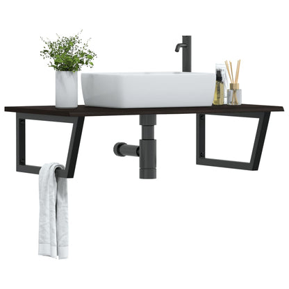 vidaXL Basin Shelf Wall Mounted Steel and Solid Wood Oak Trapezium Depth 60 cm