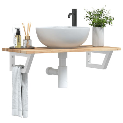 vidaXL Basin Shelf Wall Mounted Steel and Solid Wood Acacia 1