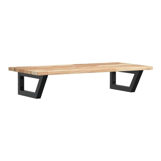 Basin Shelf Wall Mounted Steel and Solid Wood Acacia Trapezium Height 2 cm Brown and black 60 cm