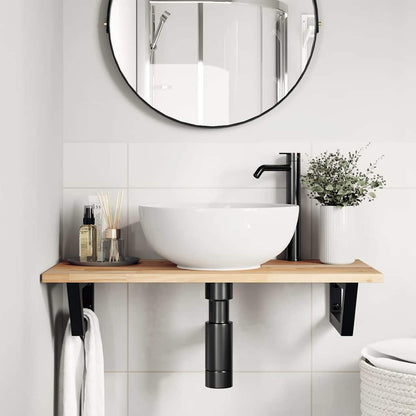 vidaXL Basin Shelf Wall Mounted Steel and Solid Wood Acacia 3