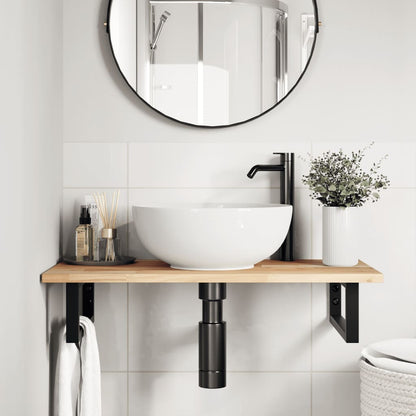 vidaXL Basin Shelf Wall Mounted Steel and Solid Wood Acacia 3