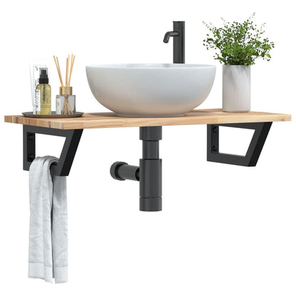 vidaXL Basin Shelf Wall Mounted Steel and Solid Wood Acacia 1