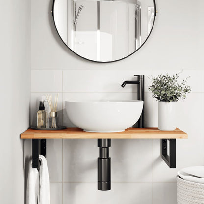 vidaXL Basin Shelf Wall Mounted Steel and Solid Wood Acacia 3