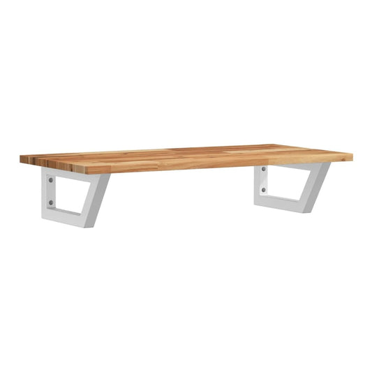 Basin Shelf Wall Mounted Steel Solid Wood Acacia Trapezium Height Dark brown