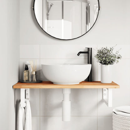 vidaXL Basin Shelf Wall Mounted Steel and Solid Wood Acacia 3