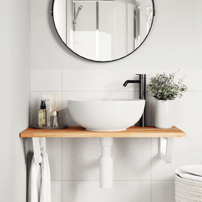 vidaXL Basin Shelf Wall Mounted Steel and Solid Wood Acacia 3