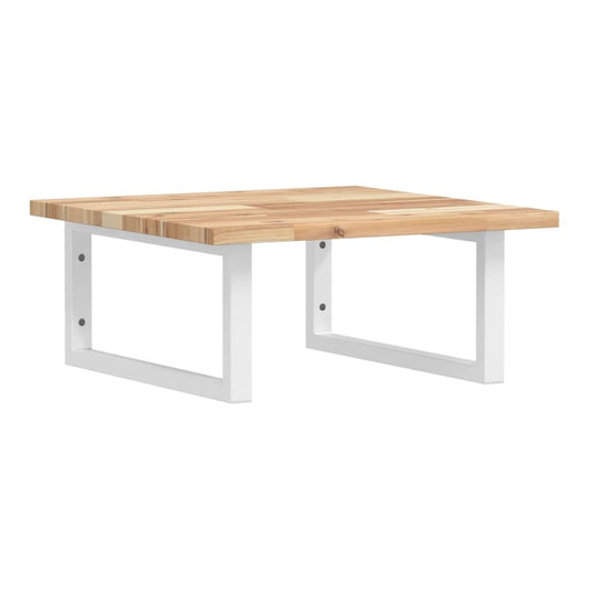 Basin Shelf Wall Mounted Steel and Solid Wood Acacia Rectangular Width 50 cm Brown and white 2 cm