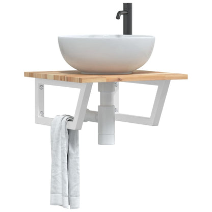 vidaXL Basin Shelf Wall Mounted Steel and Solid Wood Acacia 1