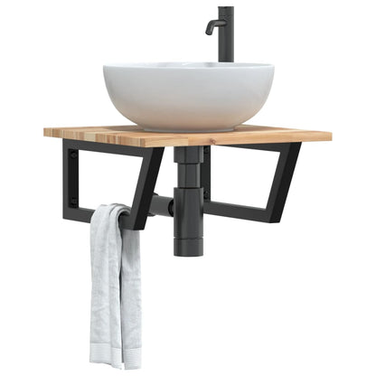 vidaXL Basin Shelf Wall Mounted Steel and Solid Wood Acacia 1