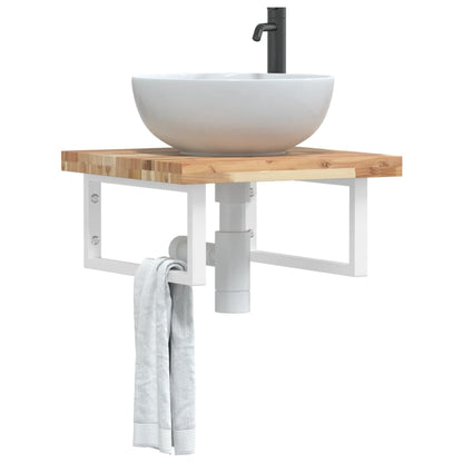 vidaXL Basin Shelf Wall Mounted Steel and Solid Wood Acacia 1