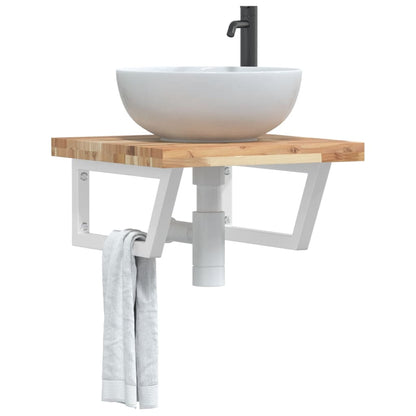 vidaXL Basin Shelf Wall Mounted Steel and Solid Wood Acacia 1