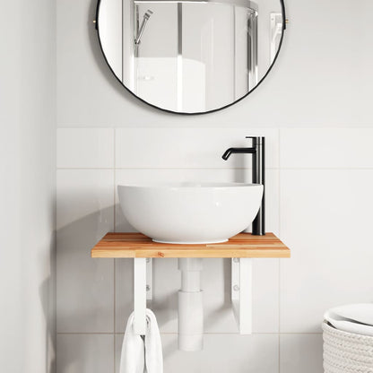 vidaXL Basin Shelf Wall Mounted Steel and Solid Wood Acacia 3